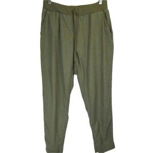 Lucky Brand Linen Blend Soft Knit Waistband Ankle Pants, Small -‎ Moss Green